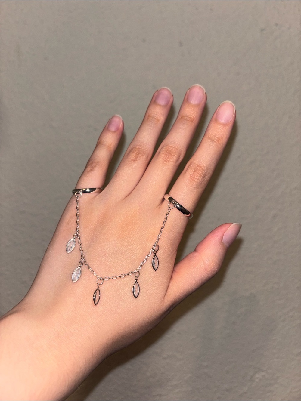 Silver rhinestone ring